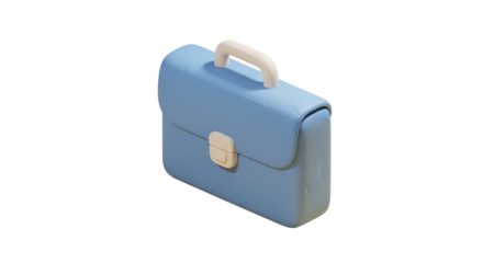 3d icon of isometric blue briefcase isolated on transparent background, a stylish and practical accessory for professionals on the go