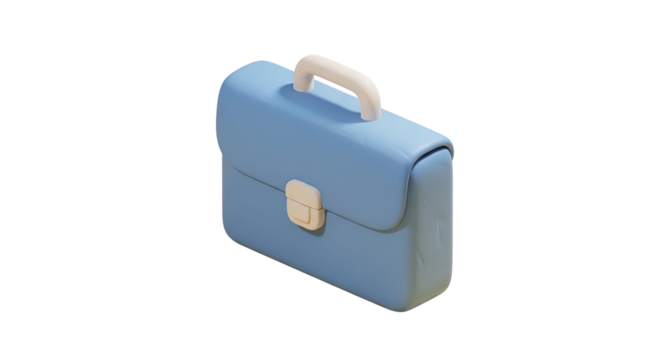 3d icon of isometric blue briefcase isolated on transparent background, a stylish and practical accessory for professionals on the go
