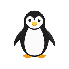 Fototapeta premium Cute cartoon penguin character standing tall adorable arctic bird isolated simple graphic design art