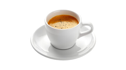 Fototapeta premium White Cup of Espresso Coffee on Saucer Keywords: espresso, coffee, cup, white, saucer, drink