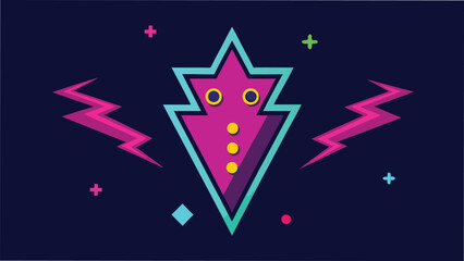 Vector art of an abstract alien creature with geometric shapes and neon colors, creating a futuristic and vibrant design
