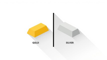 Detailed Comparison of Gold and Silver Bars in Flat Design Style on a White Background Featuring Clear Labels and Standard Aspect Ratio for Visual Clarity