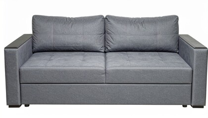 Modern Gray Sofa, Upholstered Fabric, Two Cushions, Compact Design