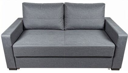 Gray Fabric Sofa Bed, Modern Couch, Two Cushions, Home Furniture