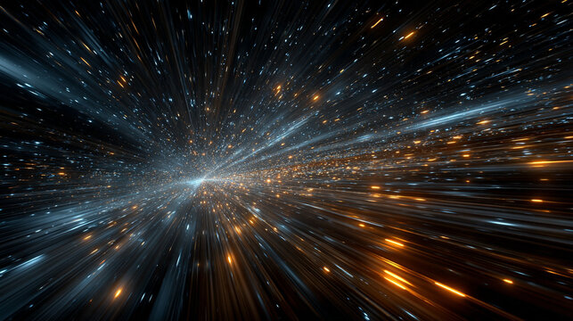 Hi-tech abstract background with digital lines forming a space tunnel. Concept of HUD, AI, technology, and futuristic science. Ideal for tech, science, and digital design projects.