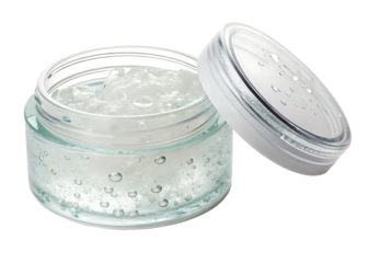 Clear gel cream in small jar isolated on transparent background