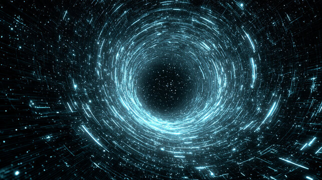 Hi-tech abstract background with digital lines forming a space tunnel. Concept of HUD, AI, technology, and futuristic science. Ideal for tech, science, and digital design projects.