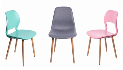 Modern Dining Chairs Pink, Teal, Gray, Wooden Legs, Stylish Set