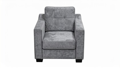 Modern Gray Upholstered Armchair, Button Tufted, Comfortable Seating