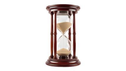 Wooden Hourglass With Sand Halfway Through On Black Background