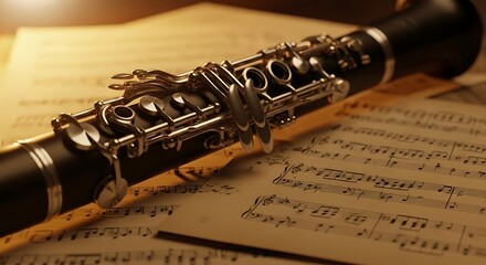 Clarinet on Sheet Music - A Musical Instrument.