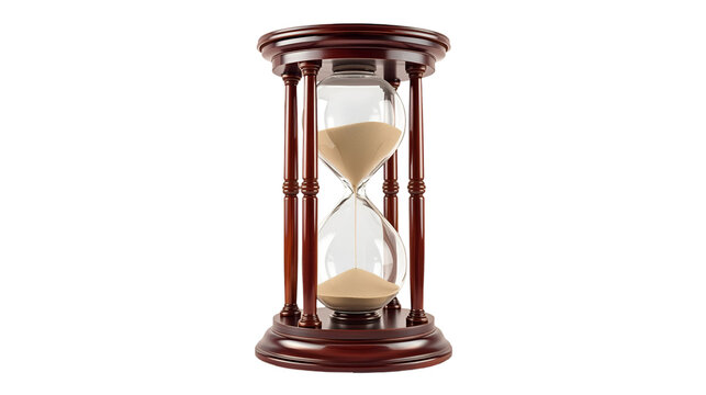 Wooden Hourglass With Sand Halfway Through On Black Background
