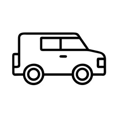 Obraz premium Vector icon of simple line art icon of a jeep car