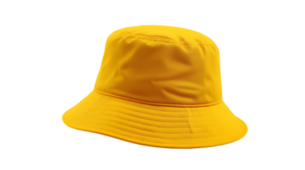 Yellow Bucket Hat with Textured Brim on Black Background