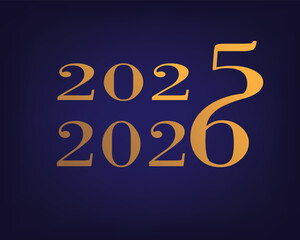 Gleaming golden numbers 2025 and 2026 transition across dark gradient background