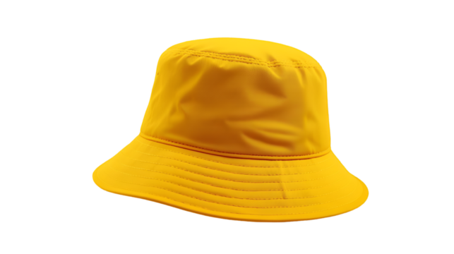 Yellow Bucket Hat with Textured Brim on Black Background