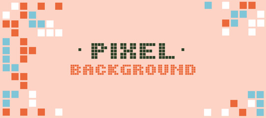 Pixel art vector background with copy space for text. Modern design template for web banner, brochure, and social media