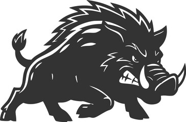 Aggressive wild boar mascot fierce forest animal emblem powerful tusker illustration