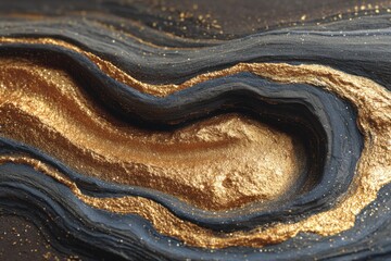 Elegant abstract mineral formation with gold, white, and dark layers, upscaled with Gigapixel v8.4.4 to 5376x3584