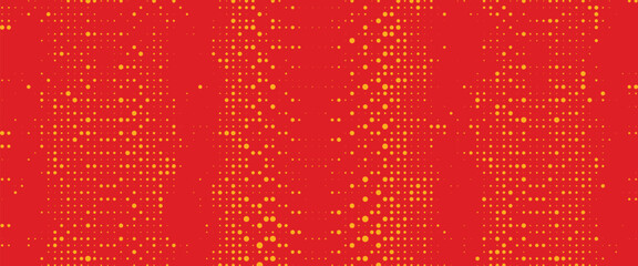 Vibrant halftone background with glowing yellow and red pixel dots creating abstract texture dynamic heatmap style energy pattern digital visualization concept perfect for graphic design use