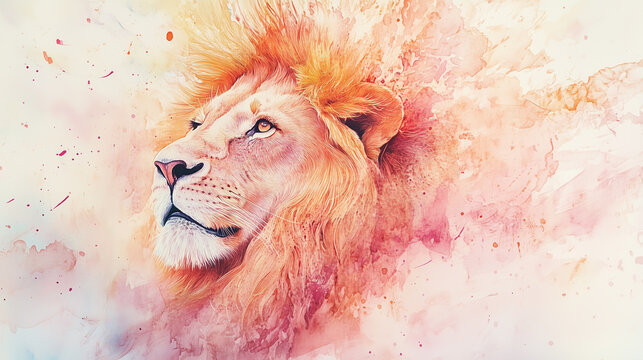 Lion&acirc;&euro;&trade;s mane depicted as delicate pastel watercolor splashes blending into the abstract background-1