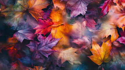 Multicolored leaves melting into each other like watercolor, creating a dreamy abstract scene-2