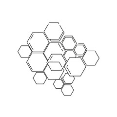 Intricate geometric hexagon network pattern with clean lines, representing connection and modern design, perfect for science and technology concepts.