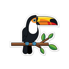 Vibrant toucan perched on a tree branch, bringing a splash of tropical color and exotic charm to any design project.
