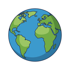 Vibrant cartoon Earth globe showcasing continents and oceans, perfect for educational and global themes.