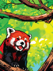 red-panda-tree-branch illustration