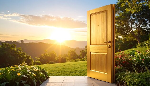Golden door to sunrise
