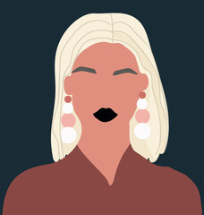 Abstract woman portrait, female avatar, faceless anonymous, user profile. Hand drawn vector illustration.