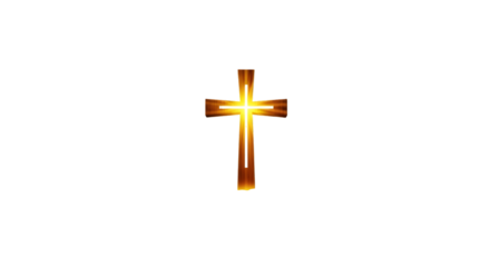 Glowing Golden Christian Cross on Black religion faith