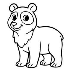 ilustracion lineal de animales del perú, oso de anteojos