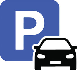  Car Parking Icon. Vehicle and Parking Lot Symbol Vector Illustration. Parking Sign