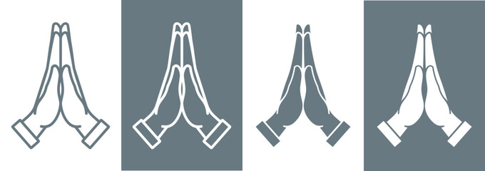 Prayer icon. Emoji of clasped hands, palms. Symbol of request, apology, or gratitude. Pictogram for "please," "thank you," or "thank you." Christian hands gesture or Thanksgiving Day.