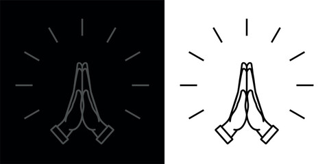 Prayer icon. Emoji of clasped hands, palms. Symbol of request, apology, or gratitude. Pictogram for "please," "thank you," or "thank you." Christian hands gesture or Thanksgiving Day.