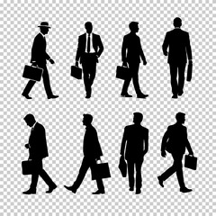 Businessman with briefcase silhouette isolated on transparent background