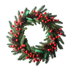 christmas wreath on white background