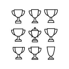 set of outline icons cups, awards vector on a white background
set of 9 line icons, vector, on a white background