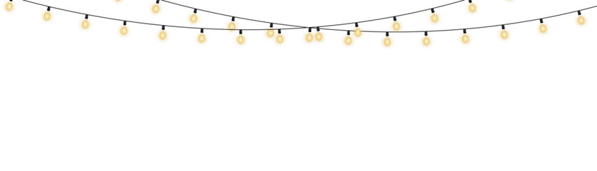 Warm white glowing string lights isolated on transparent background, perfect for Christmas, New Year, wedding, and birthday decorations, banners, greeting cards, festive parties, and elegant holiday d © Даниил Москаленко