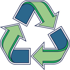 Modern Recycling Symbol Vector. Green and Blue Eco Recycling Logo. Sustainability Environment Icon.
