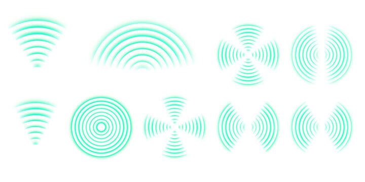 Bright green radar waves with concentric ring design. Abstract sonar and pulse frequency visualization for futuristic UI, tech systems, and digital sound propagation concepts.