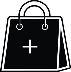 Shopping Bag Add to Cart Icon. Ecommerce Plus Symbol Vector. Online Retail Purchase Graphic.
