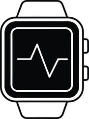 Smartwatch Health Monitor Icon. ECG Heart Rate Tracker Vector. Fitness Watch with Graph.
