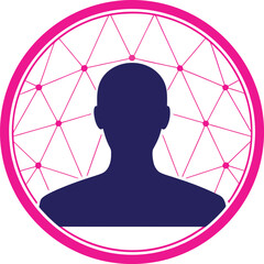 Connected Human Profile Icon. Digital Network and Data Vector. Social Profile in Circle.
