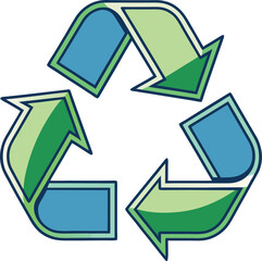 Modern 3D Recycling Symbol Vector. Green and Blue Eco Logo. Sustainable Recycling Icon.
