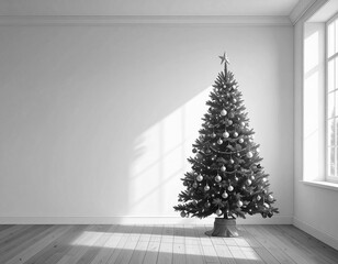 静かな部屋に佇むクリスマスツリーの存在感