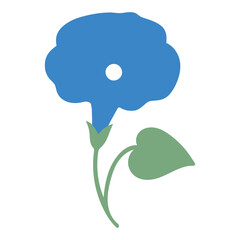 Morning Glory Flower Vector Icon in Flat Color Style for Nature, Botanical, and Decorative Design