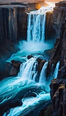 Landscape with waterfall